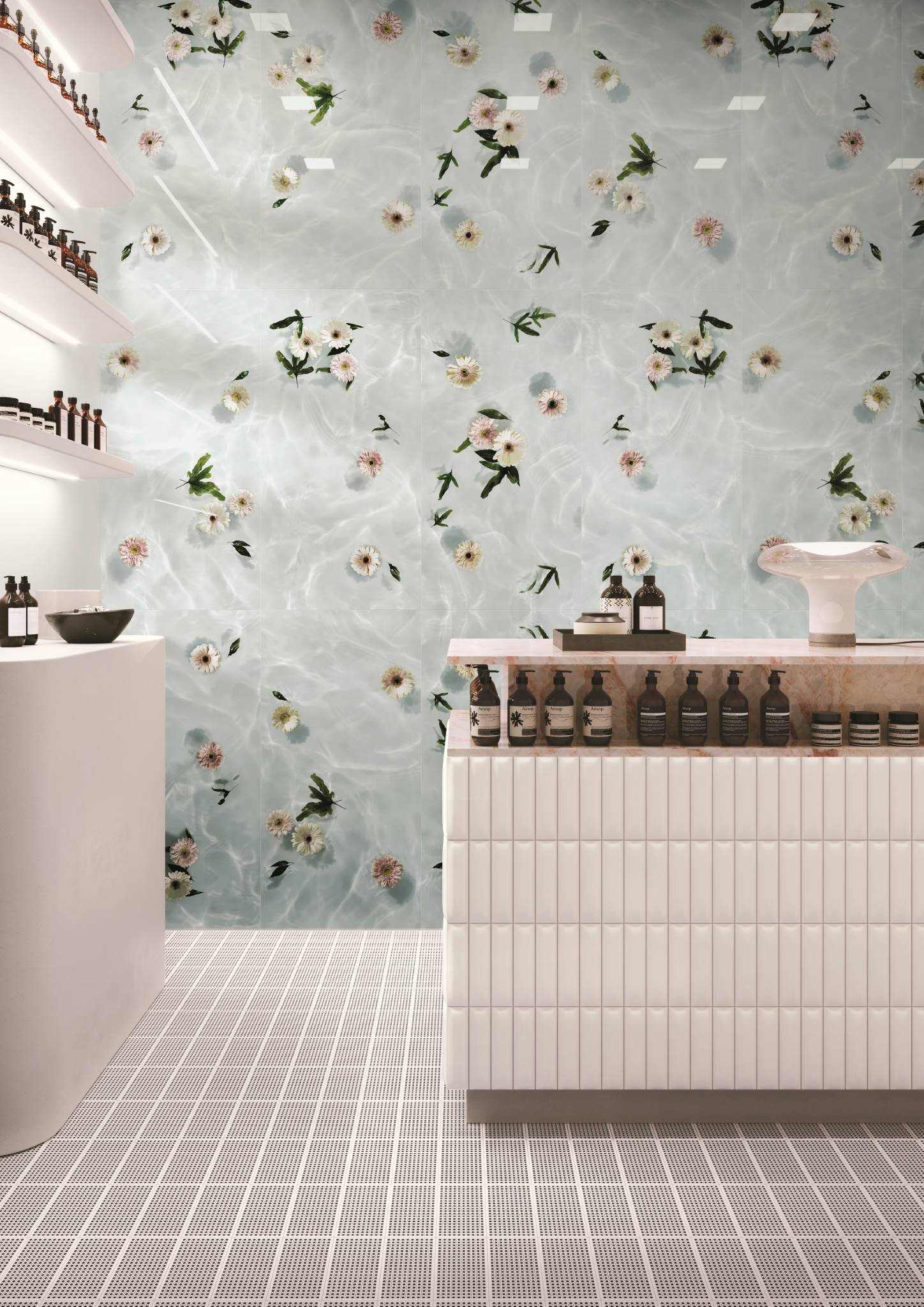 Стена Paper41 Lux Louis 60x120 24”x48” - Desk Biscuit Dune Bianco 5x20 2”x8”