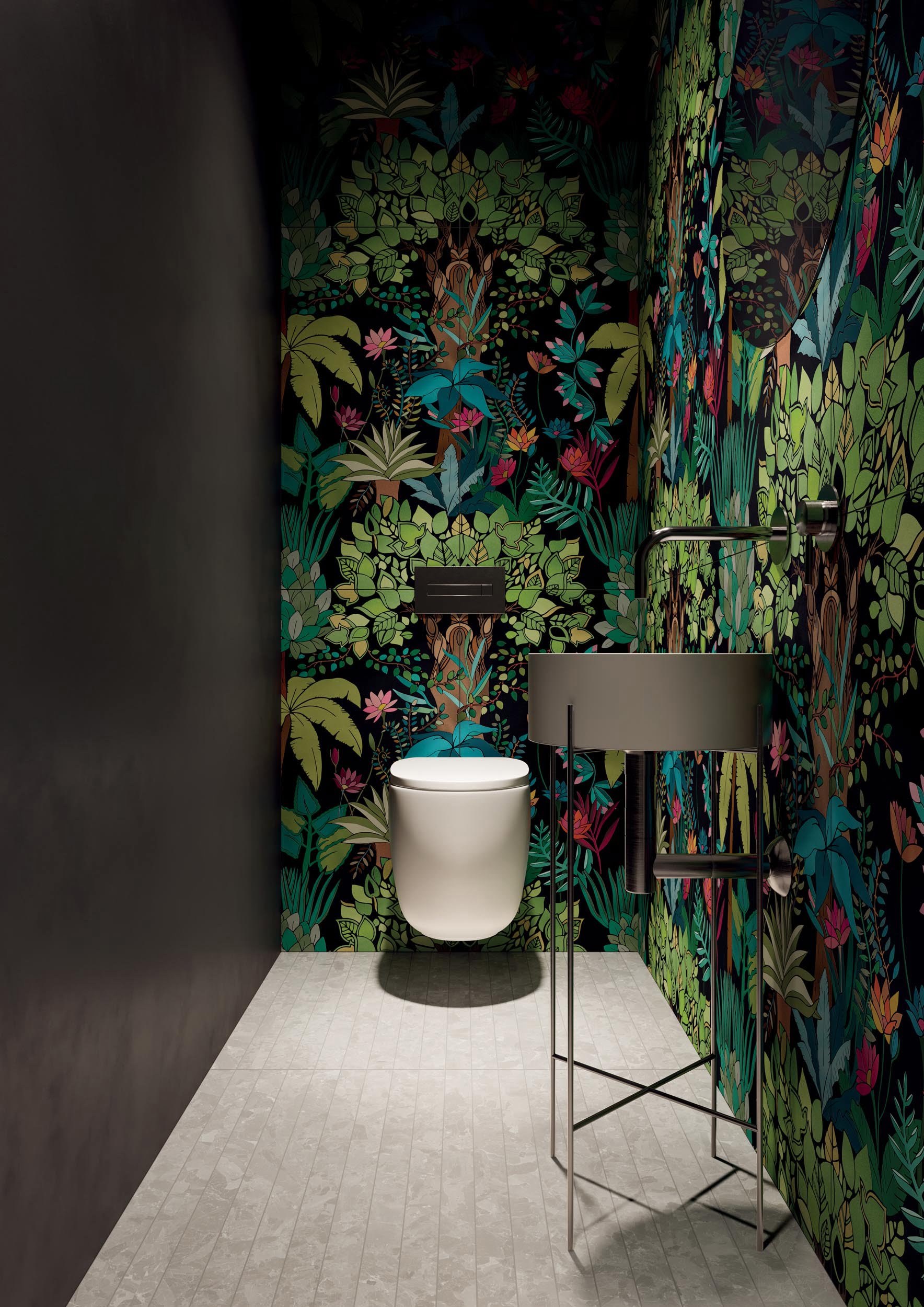 Стена Paper41 Pro Flora 50x100 20"x40" - Пол Solo Grey 5x80 2"x32"