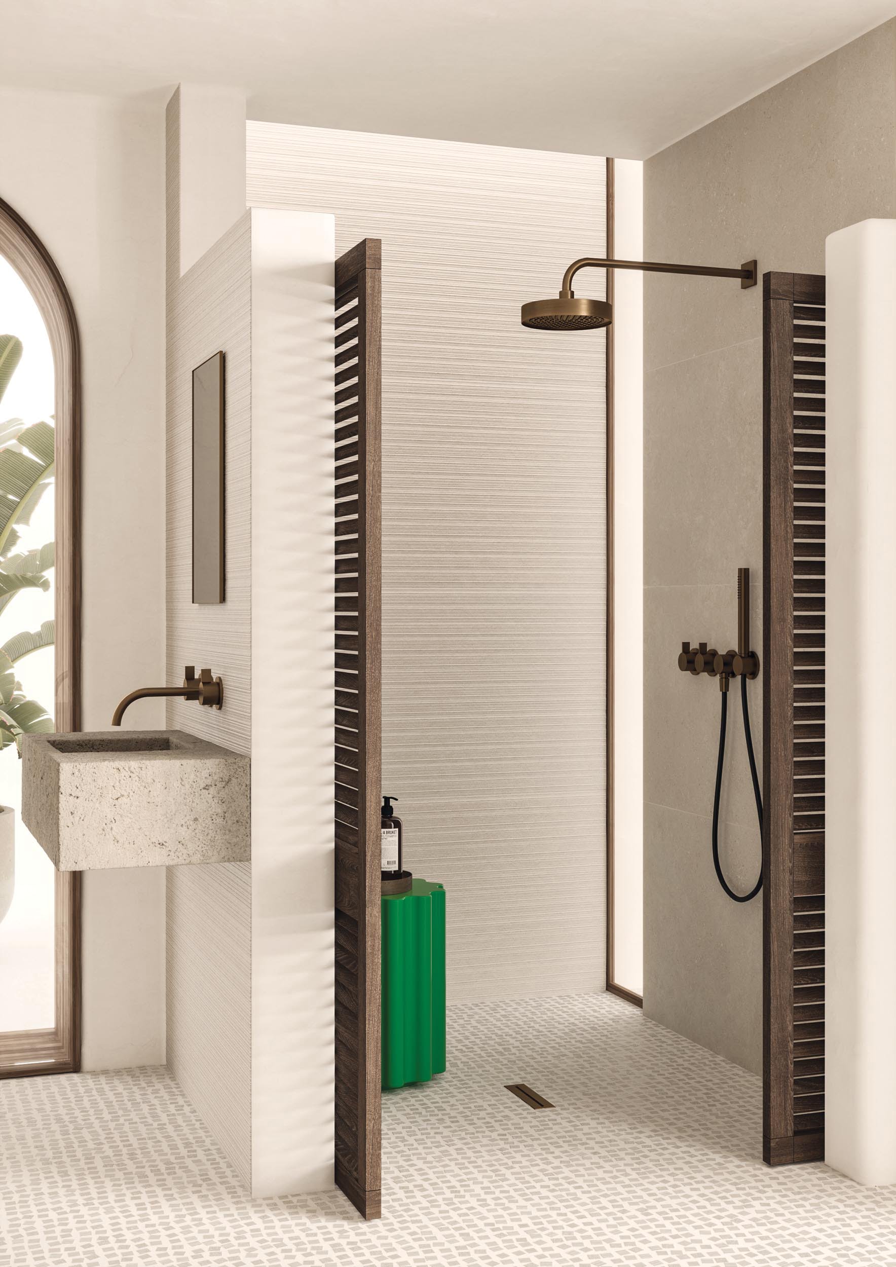 Стена Superclassica SCB Grooved / Natural 60x120 24”x48” - Пол Superclassica SCB Mosaic Mix 30x30 12”x12”