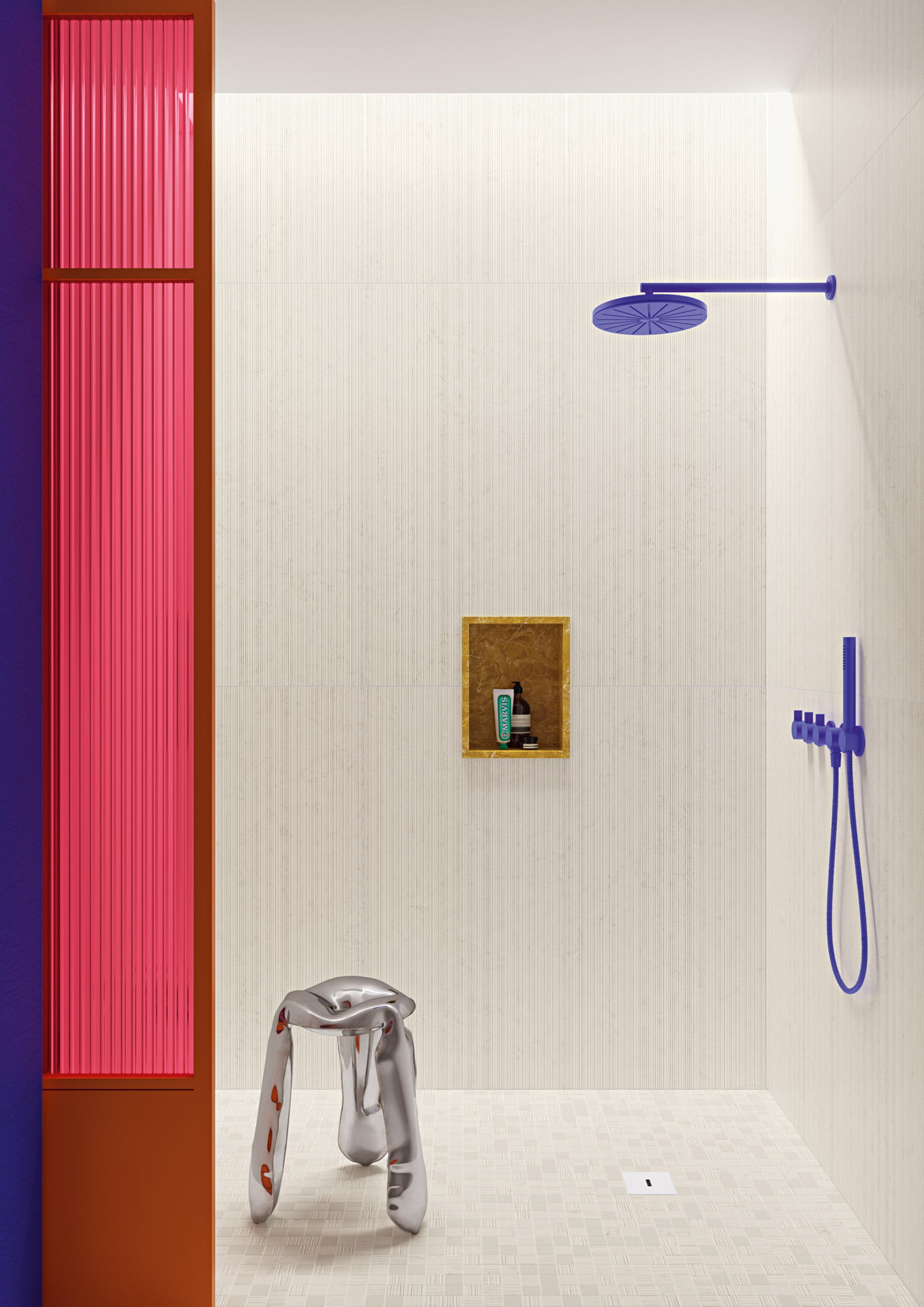 Стена Superclassica SCW Grooved 60x120 24”x48” - Пол Superclassica SCW Mosaic 30x30 12”x12”