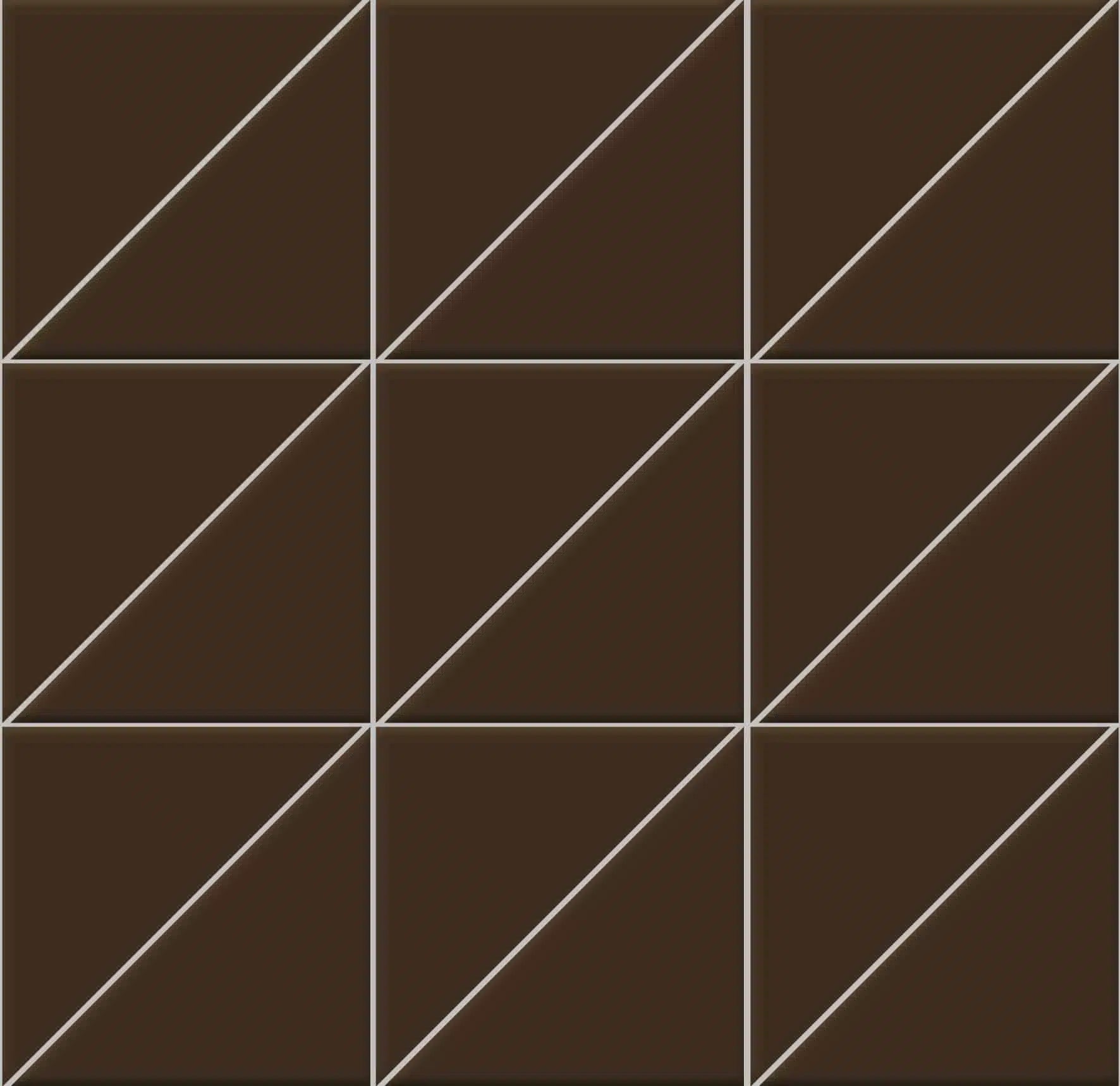 Мозаика Triangoli interni superficie satinata Caffè 10x10x14 на сетке 10×10 см