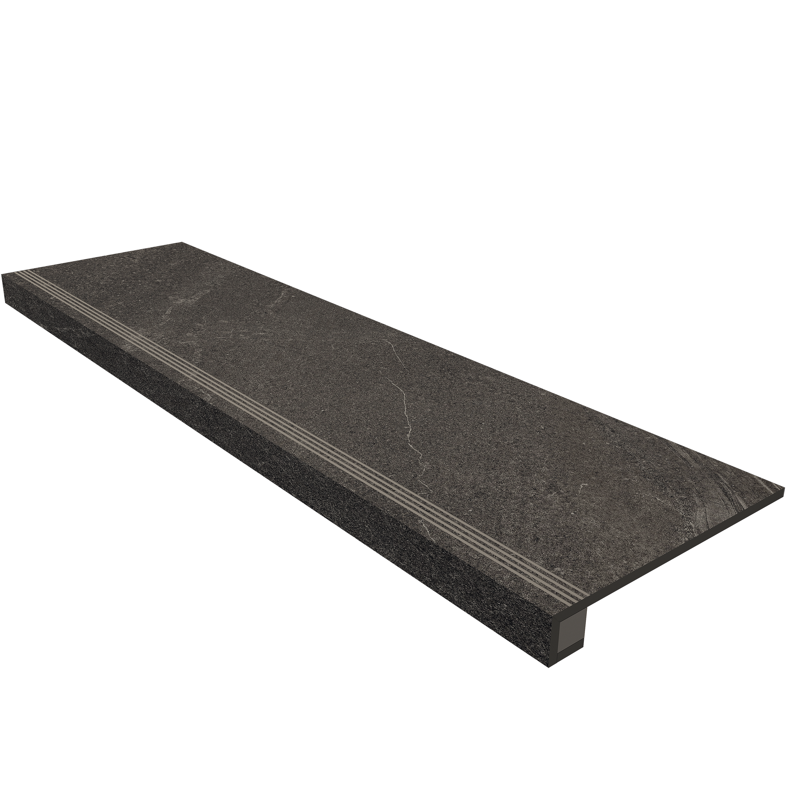 Ступень Габбро 33×120 GB03 (с насечками, прямоугольный бортик, комплект с подступенком)