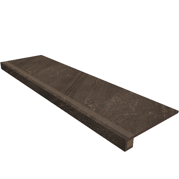 Ступень Габбро 33×120 GB04 (с насечками, прямоугольный бортик, комплект с подступенком)