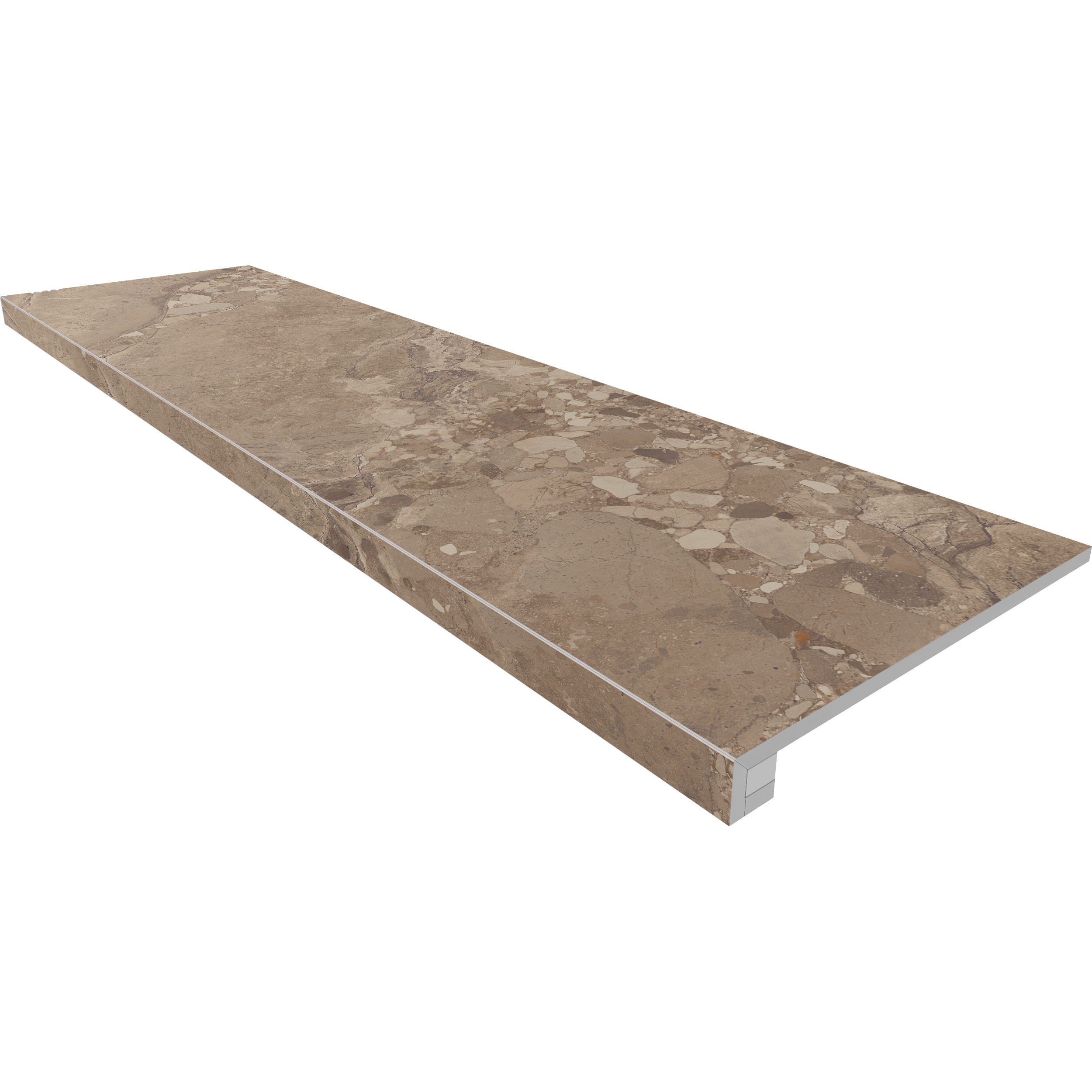 Ступень Оушенмист 33×120 OM03 (без насечек, прямоугольный бортик, комплект с подступенком)
