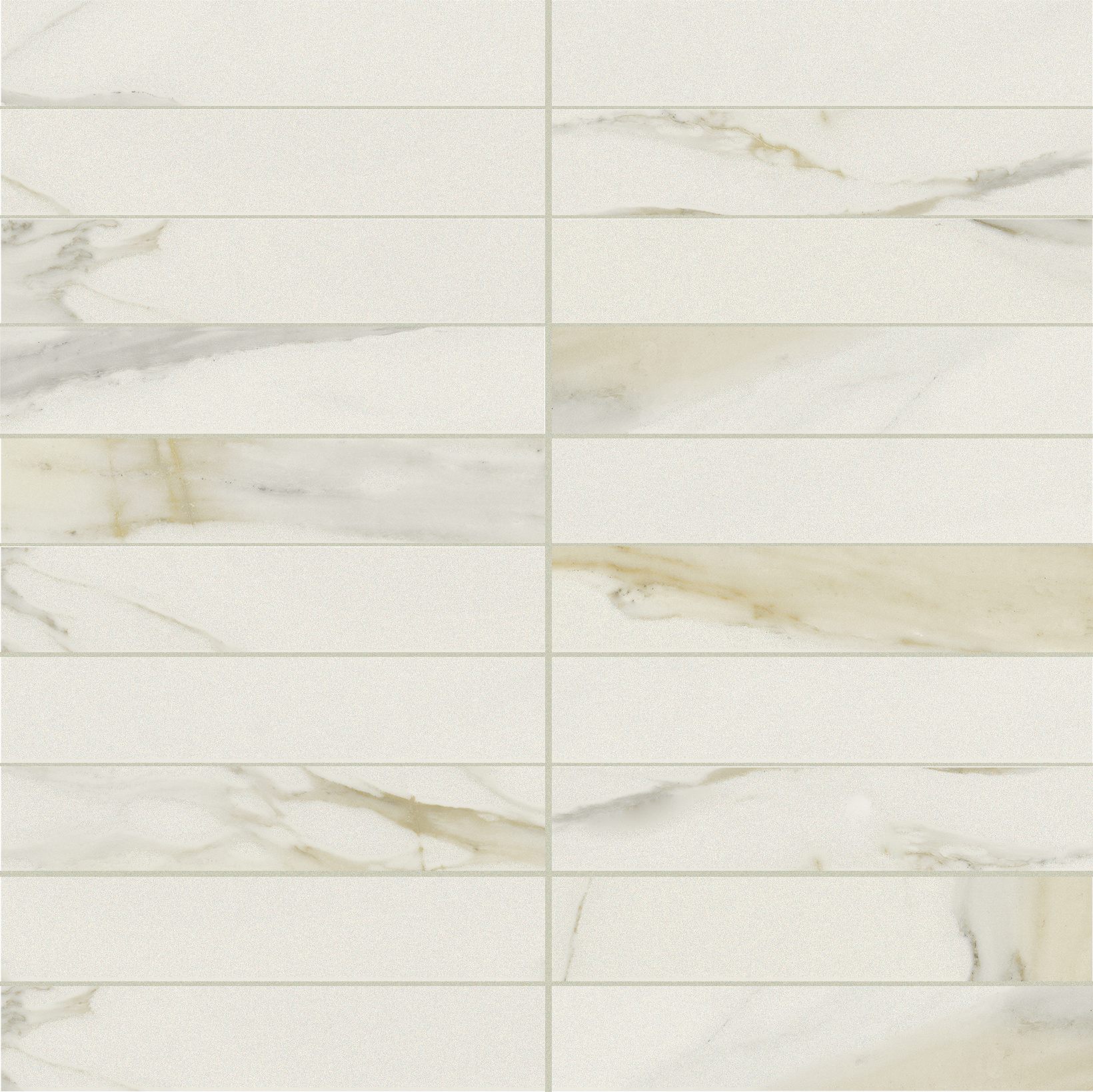 Calacatta Gold Mosaico 3x15 30x30 глянцевая 9 мм