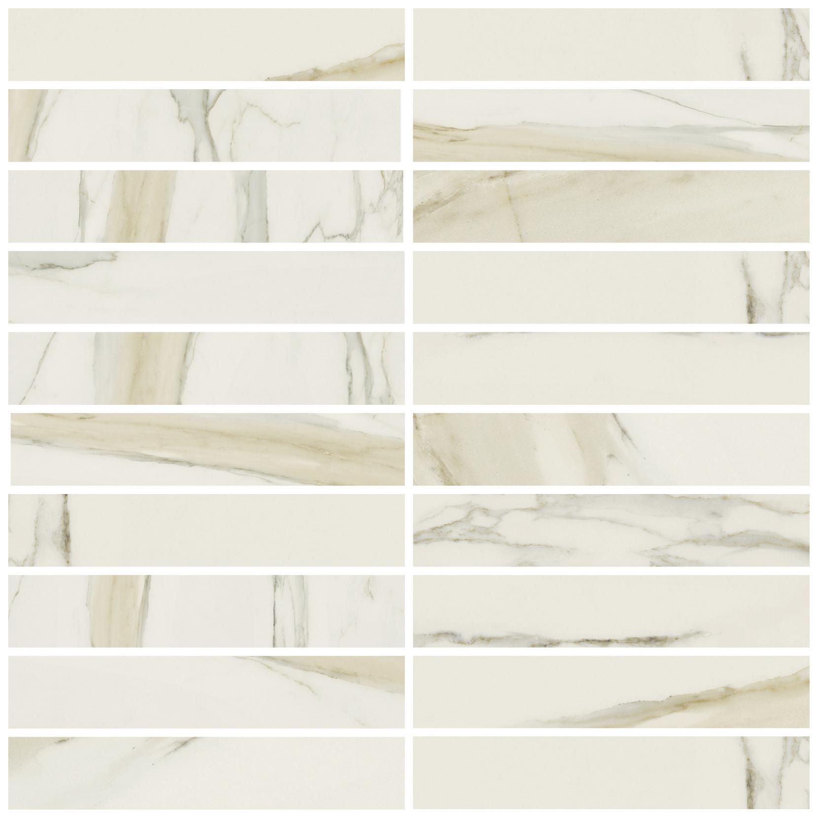 Calacatta Gold Mosaico 3x15 30x30 матовая 9 мм
