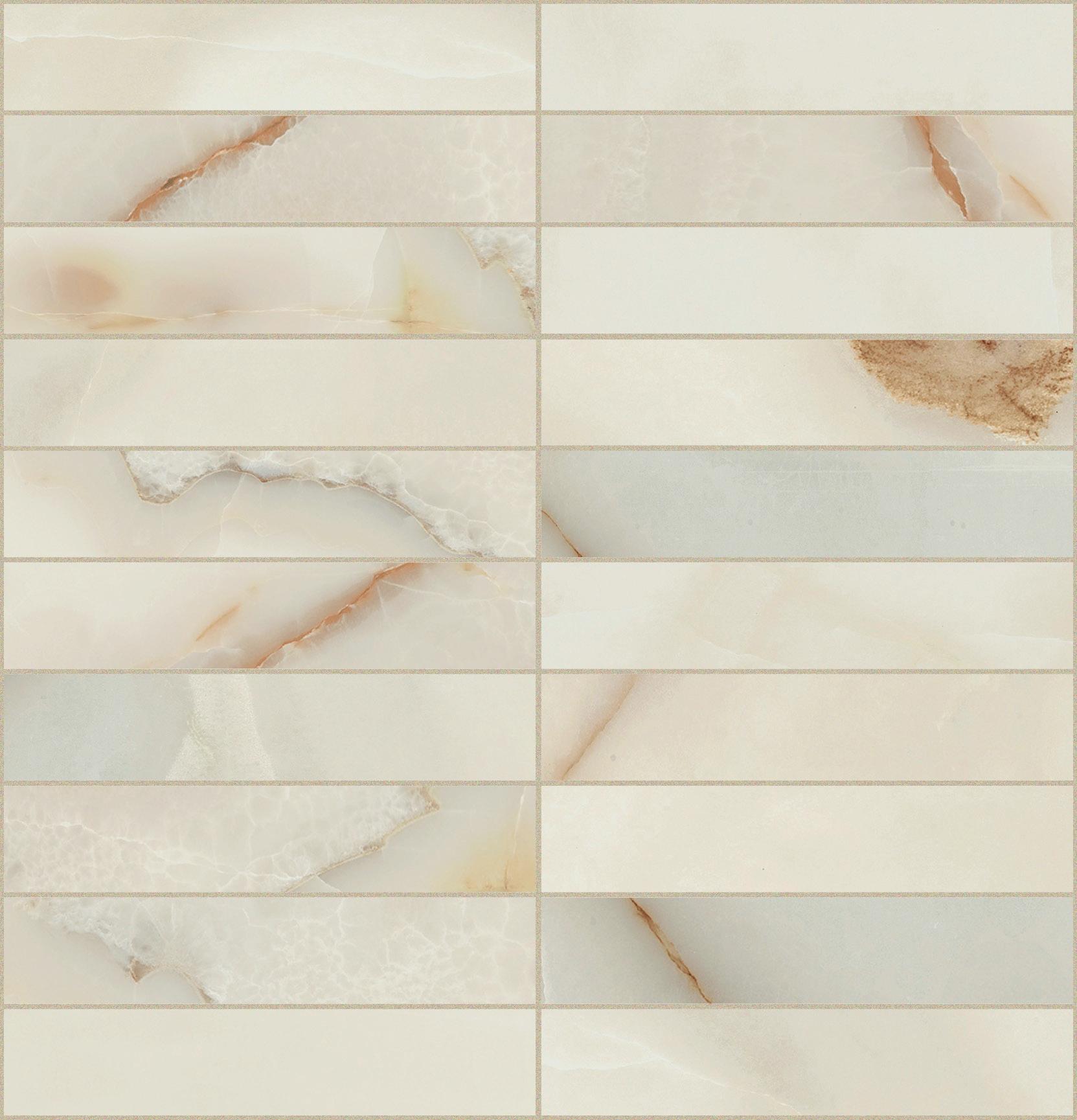 Onyx Blanche Mosaico 3x15 30x30 глянцевая 9 мм