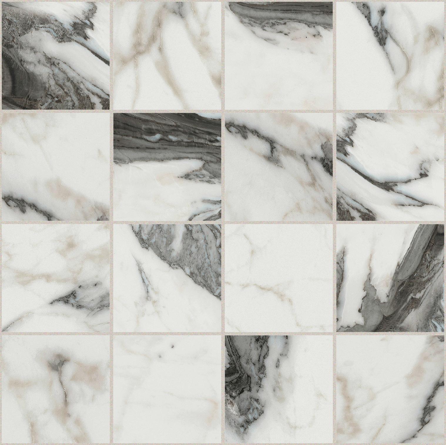 Calacatta Altissimo Blanc Mosaico magnum 7,5x7,5 30x30 глянцевая 6 мм