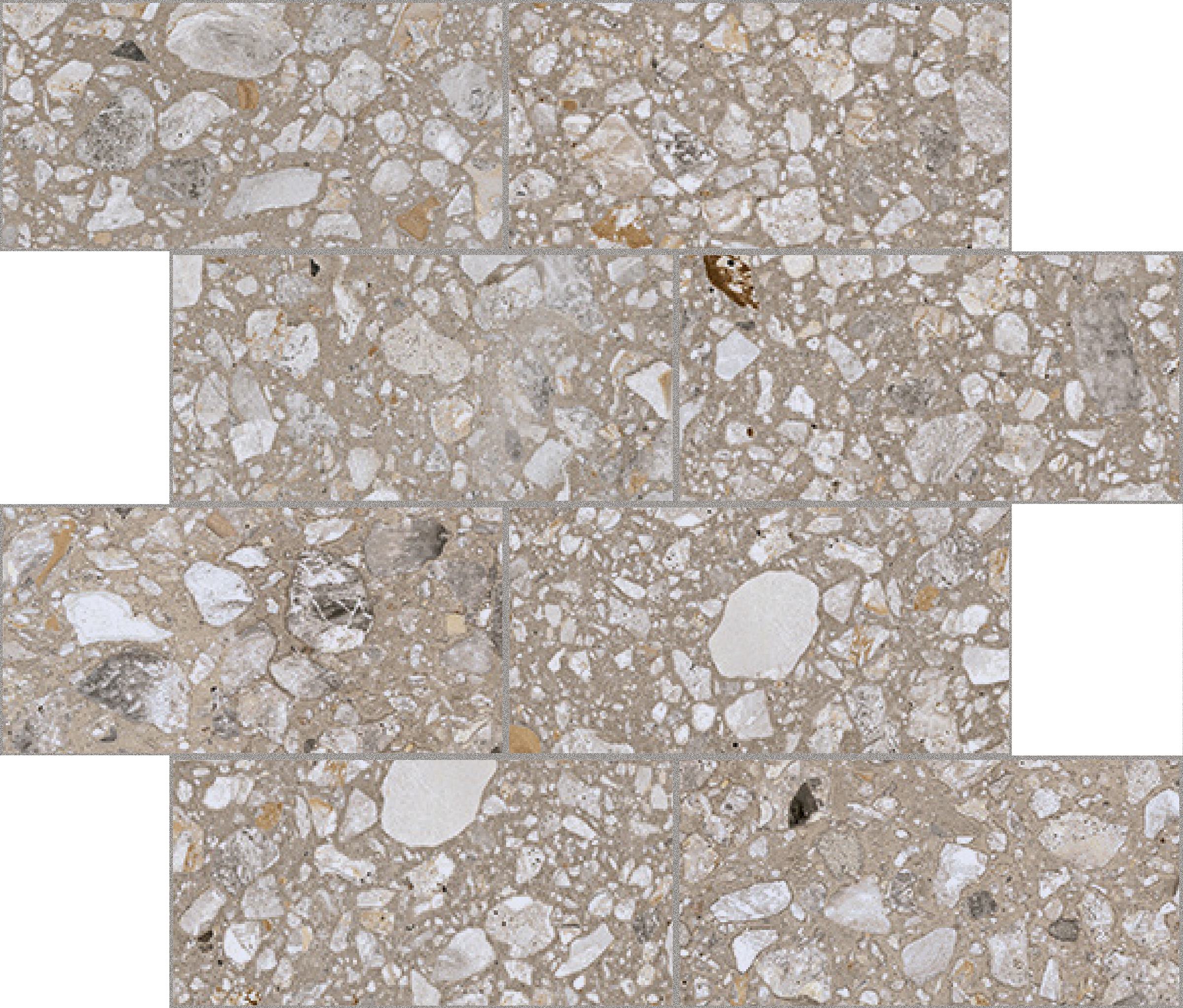 Earl Grey Mix Módulo murete desplazado Magnum 7,5x15 30x30 глянцевая 6 мм