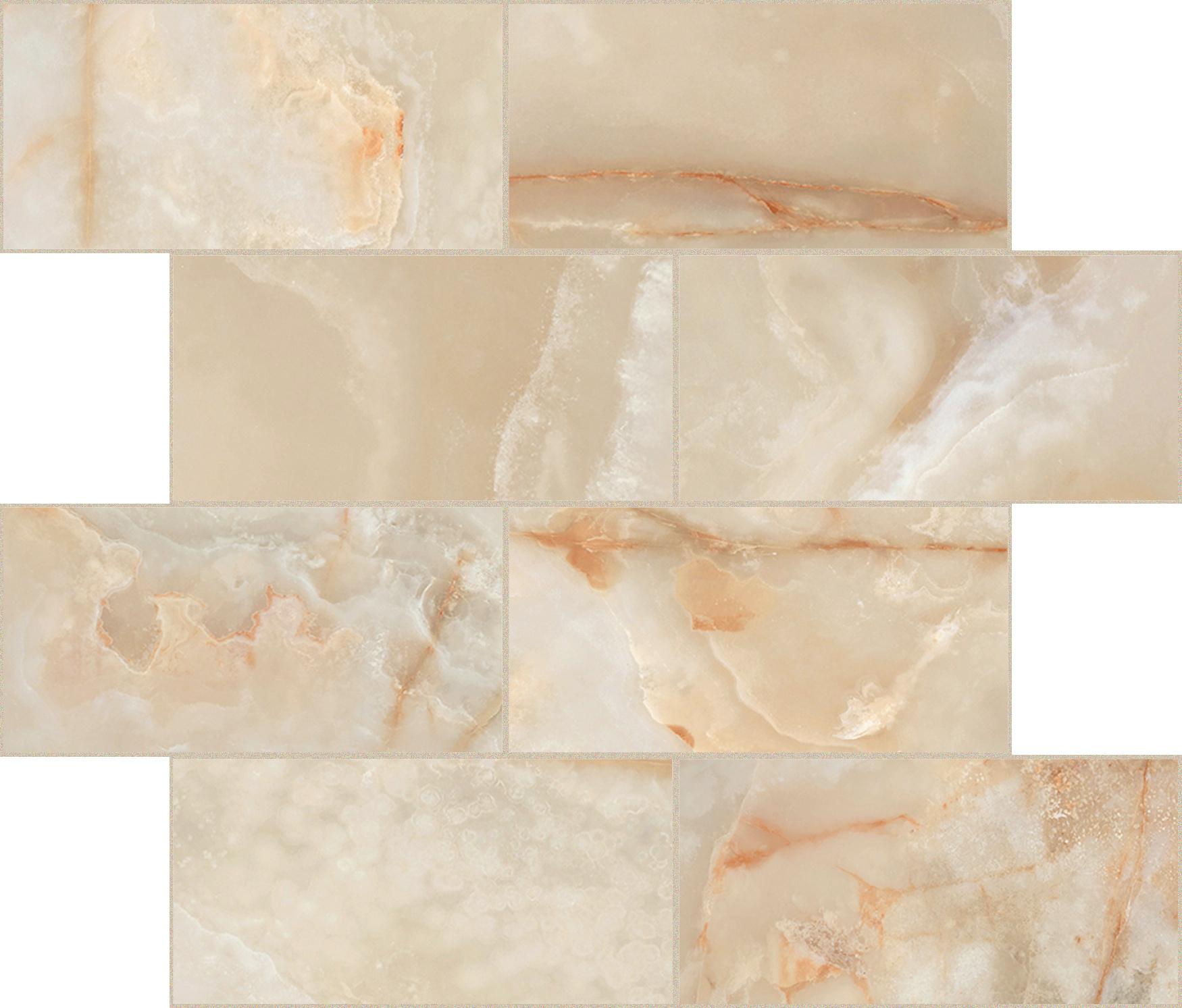 Golden Onyx Módulo murete desplazado Magnum 7,5x15 30x30 сатинированная 6 мм