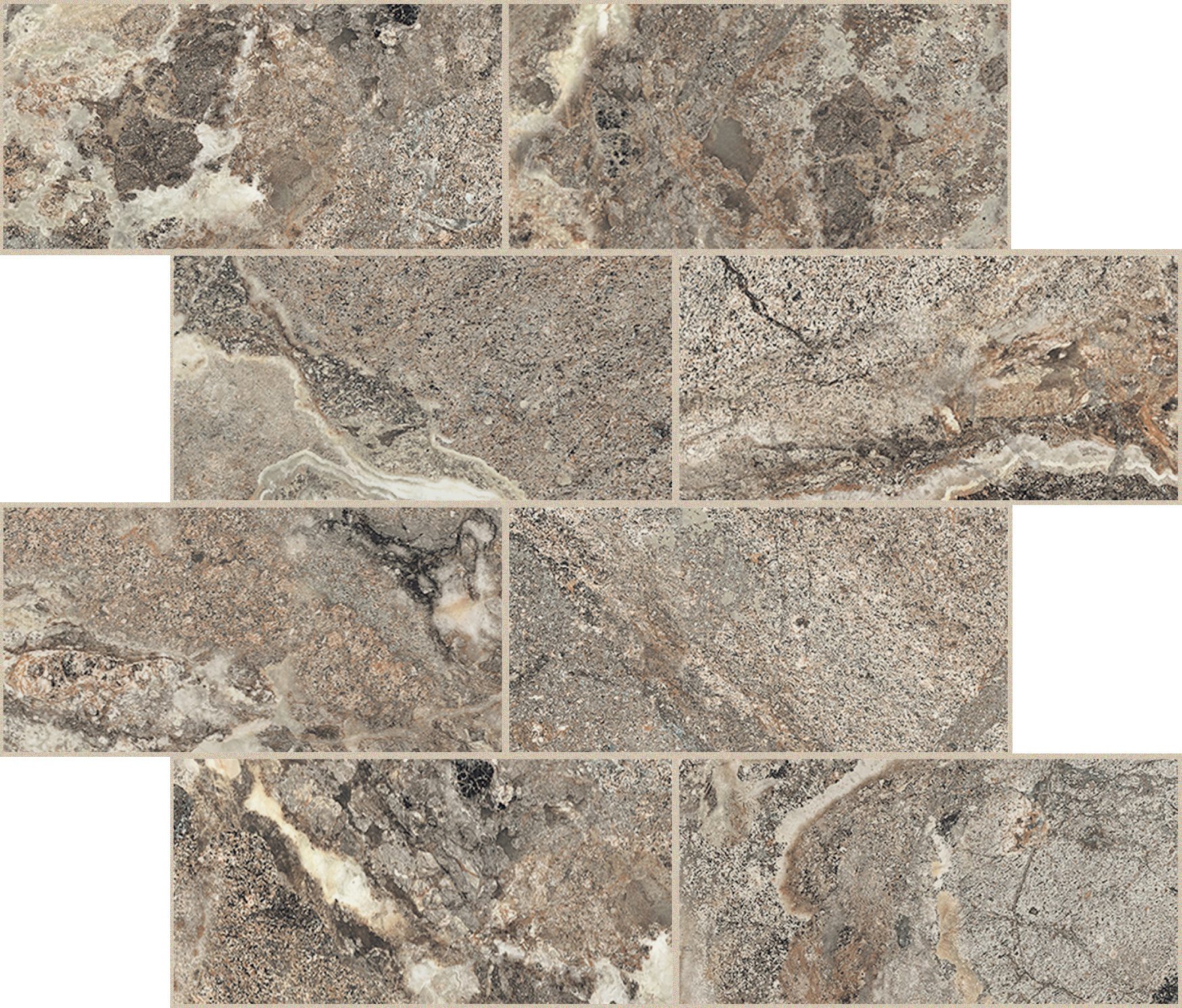 Golden Porphyry Módulo murete desplazado Magnum 7,5x15 30x30 матовая 6 мм