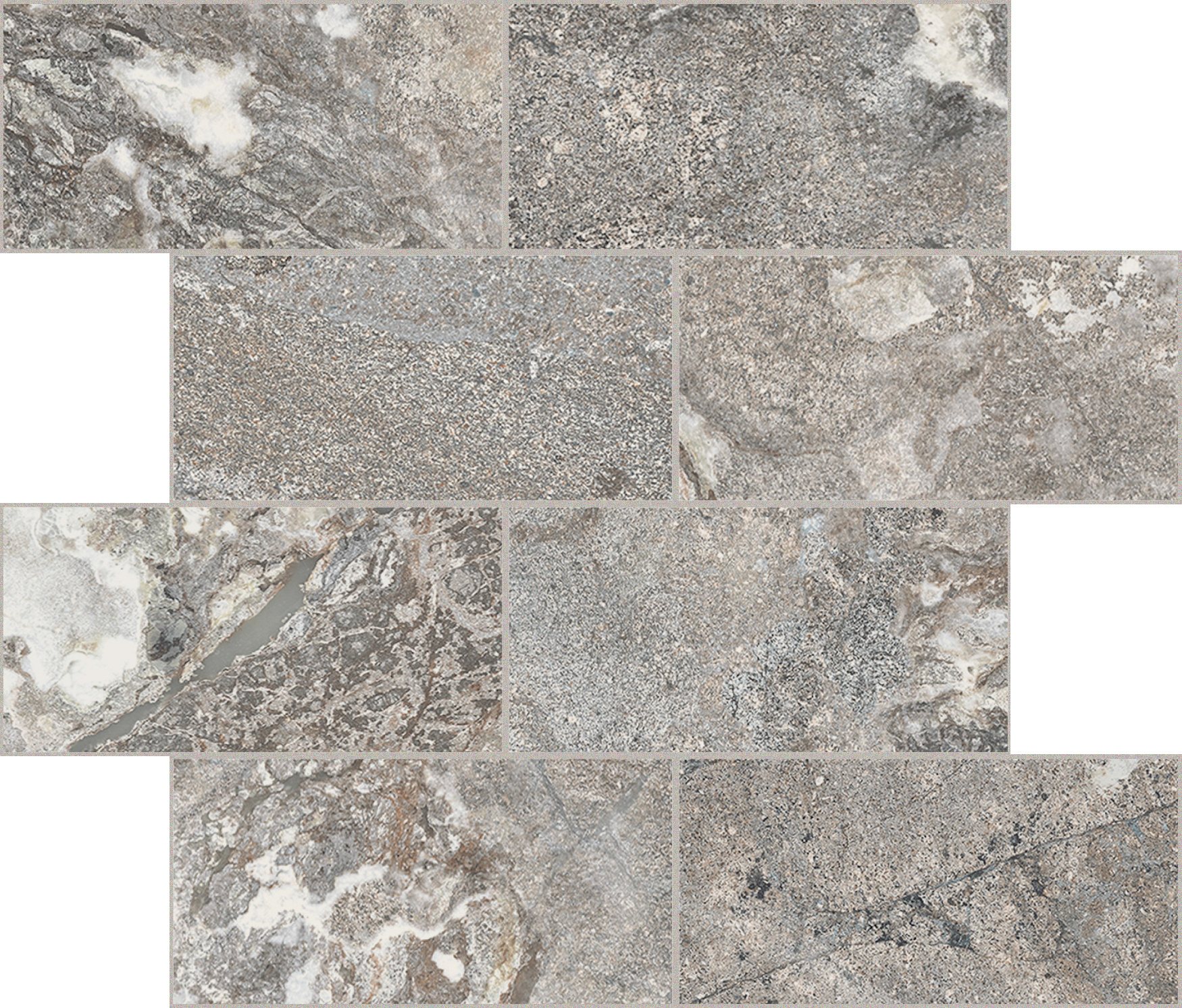 Silver Porphyry Módulo murete desplazado Magnum 7,5x15 30x30 матовая 6 мм