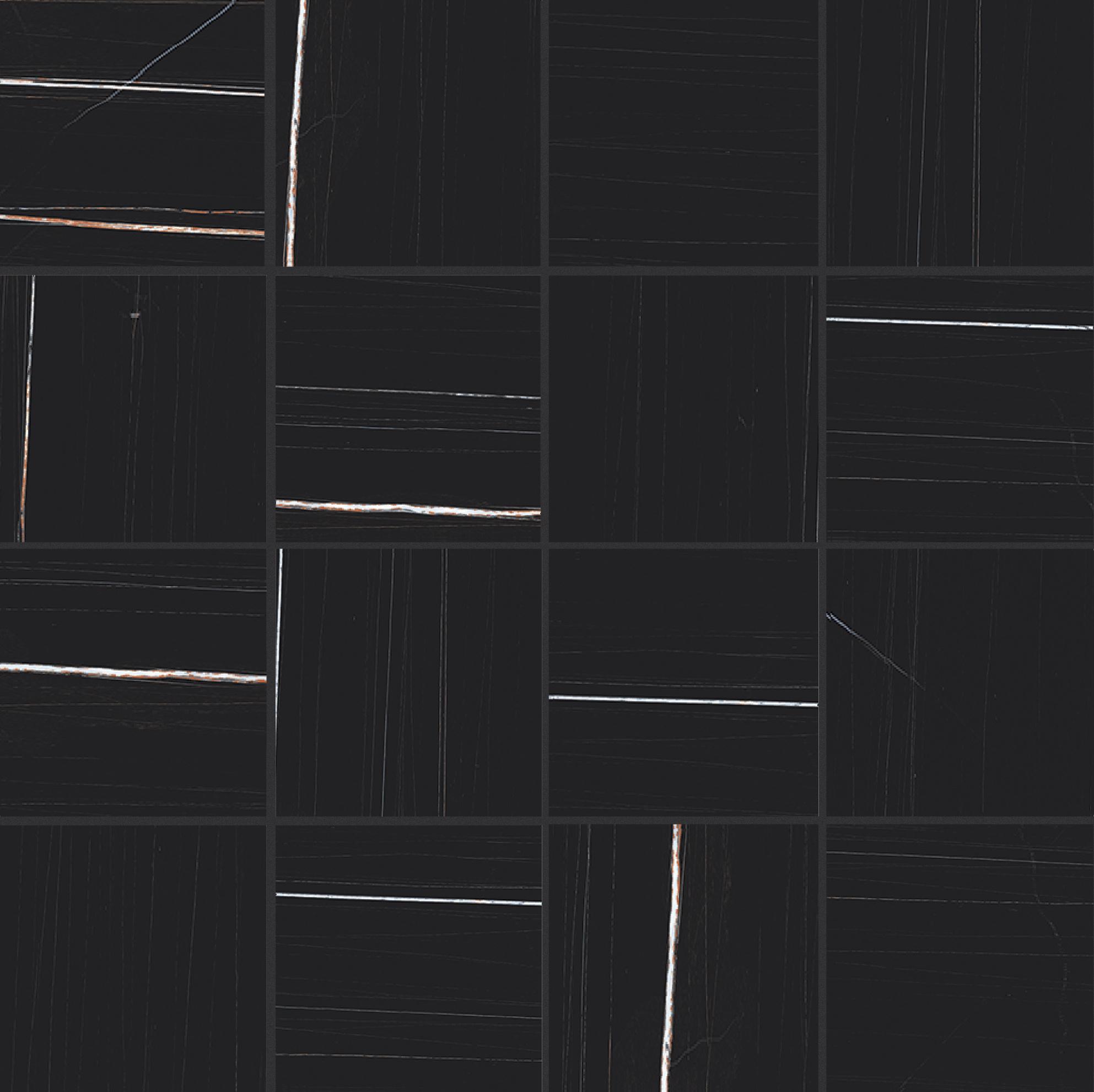 Stone Sahara Noir Mosaico magnum 7,5x7,5 30x30 глянцевая 6 мм