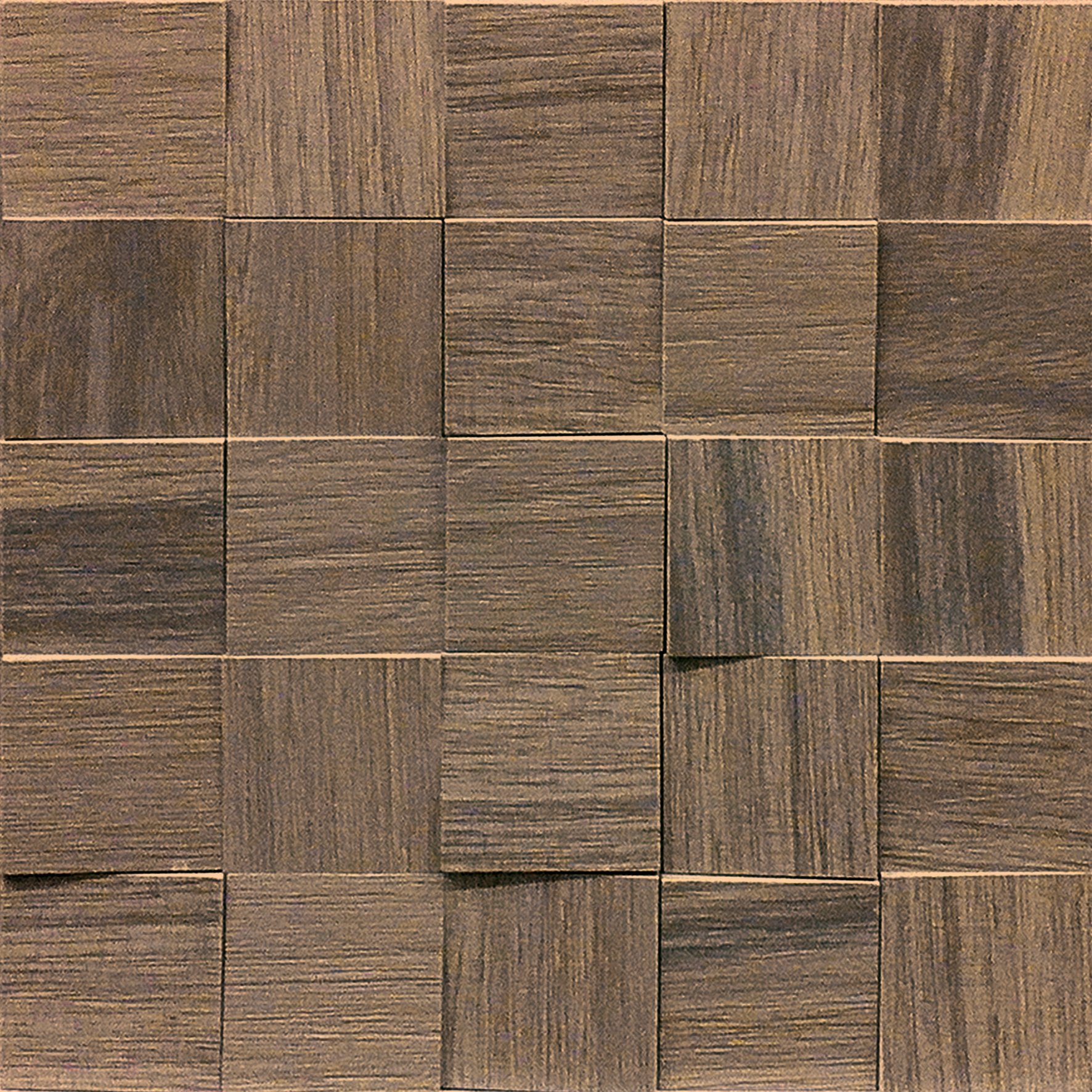 Wooden Walnut Mosaico 3D inclinato 6x6 30x30 матовая 9 мм