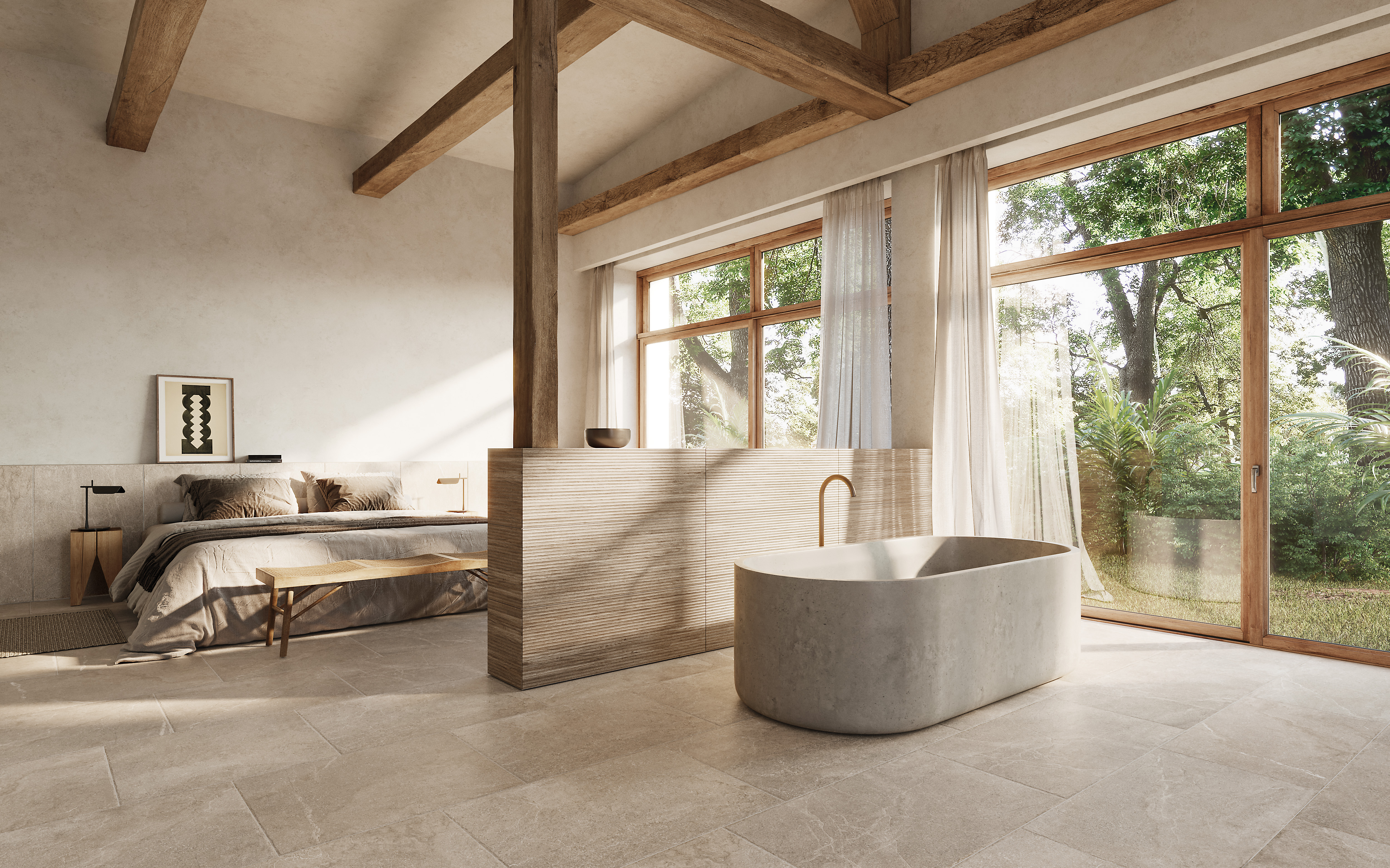 Lucca Flagstone Porcelain / интерьер