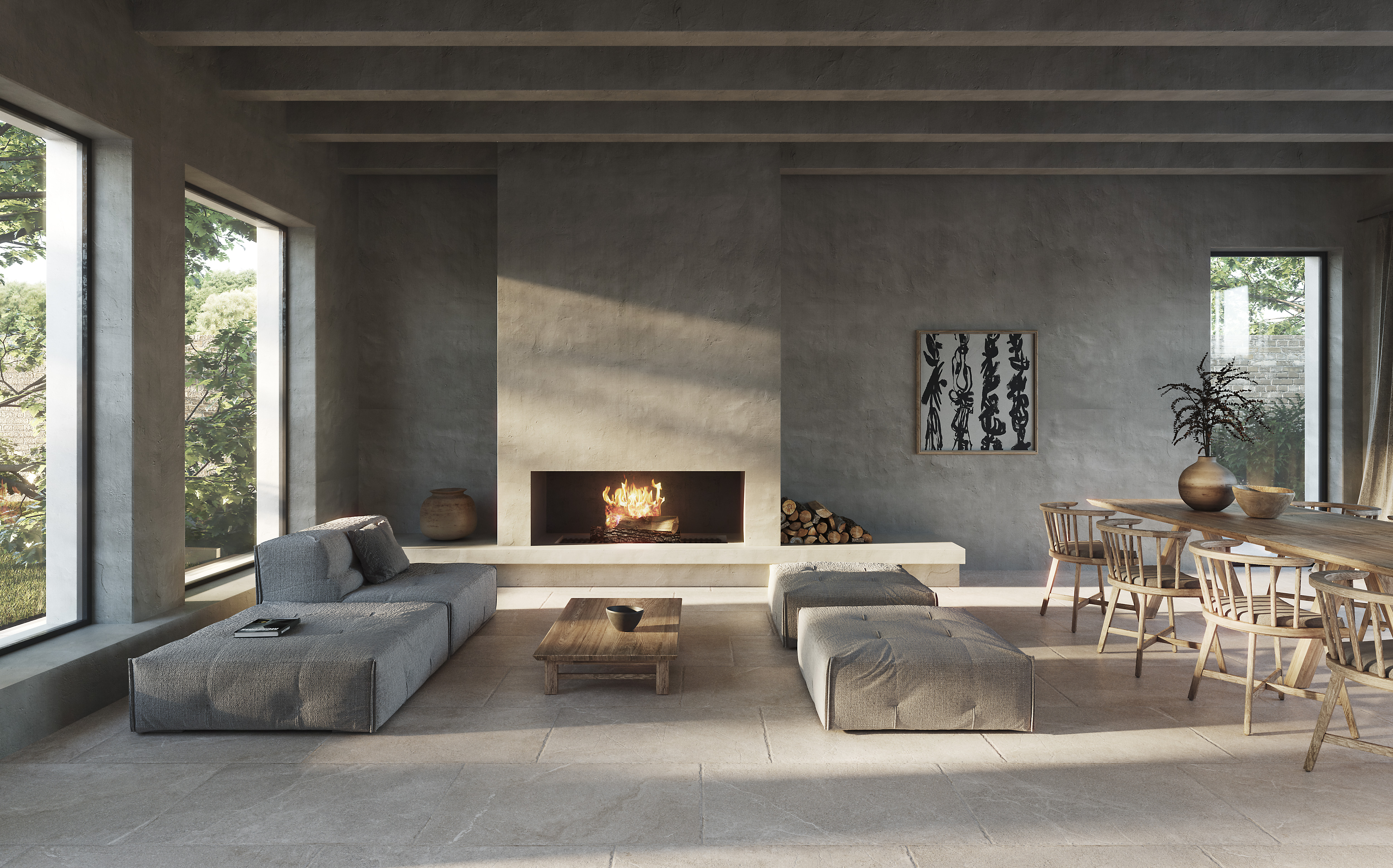 Lucca Flagstone Porcelain / интерьер