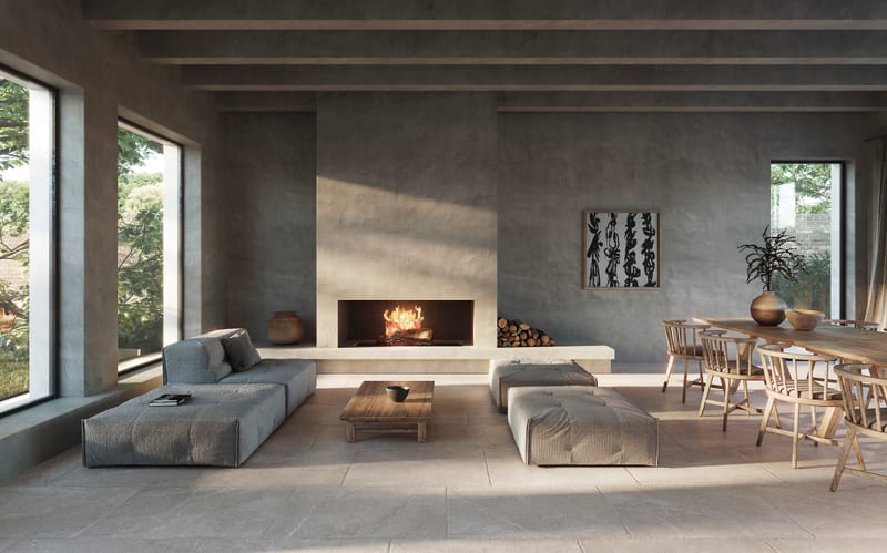 Lucca Flagstone Porcelain в интерьере