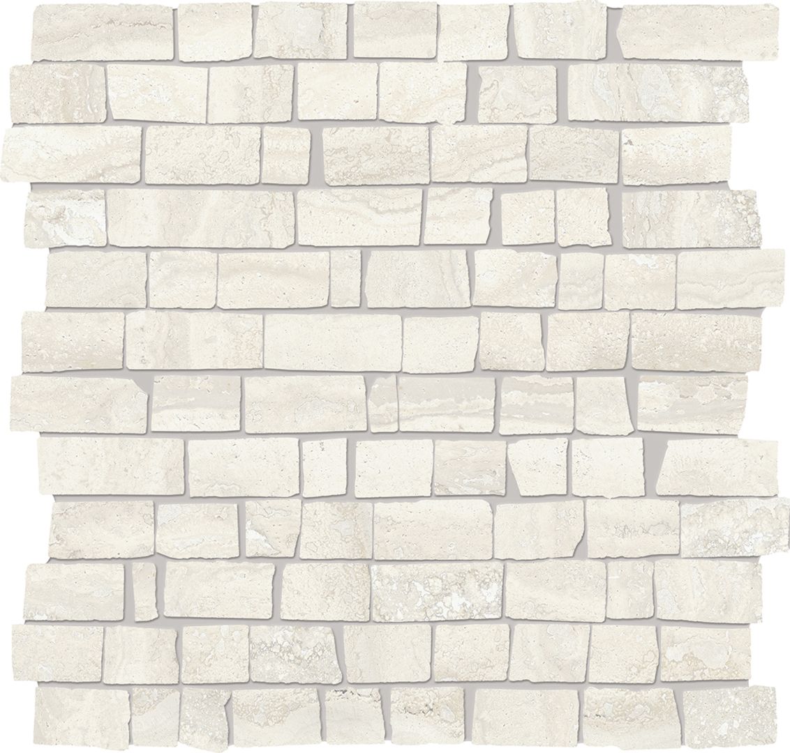 Мозаика White Travertine mini block vien cut